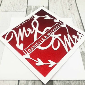 Carte de mariage personnalisée félicitations jour de mariage découpé en papier personnalisé pour les jeunes mariés carte de voeux carte d'anniversaire de mariage