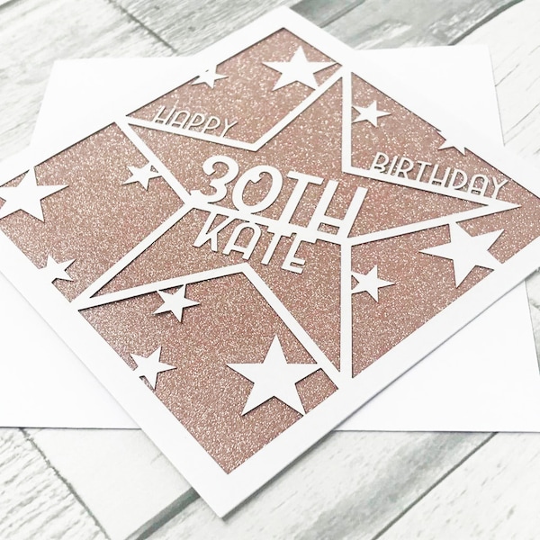 Tarjeta de cumpleaños número 30 personalizada Tarjeta de cumpleaños número 30 personalizada para él Su tarjeta de felicitación Corte de papel Tarjeta de cumpleaños número 30 Tarjeta de cumpleaños número 30 cortada con láser Regalo de cumpleaños número 30