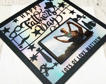 Cartão com fotos personalizado para o dia dos pais, cartão com fotos para o dia dos pais da filha, presentes para o dia dos pais, cartão com fotos do dia dos pais nº 1, cartão com fotos para o dia dos pais feliz