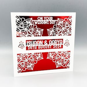 Cartão de casamento indiano personalizado, presente de casamento indiano, cartão de casamento para filha, cartões de casamento para homens, cartões de casamento no Reino Unido, presente de casamento