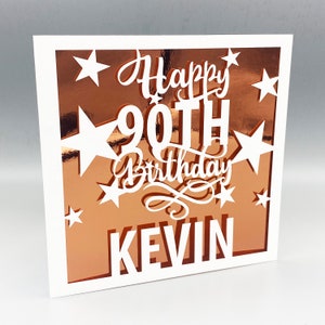 Tarjeta de cumpleaños número 90 personalizada Tarjeta de cumpleaños número 90 personalizada para él Su tarjeta de felicitación Papercut Tarjeta de cumpleaños 90 Corte láser Regalo de cumpleaños número 90