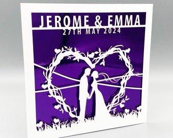 Personalised Papercut Wedding Card, Newlyweds Anniversary Card