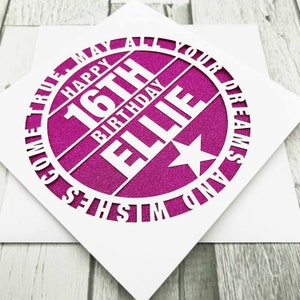 Personnalisé 16e anniversaire carte pour elle personnalisé 16e anniversaire carte pour lui 16e carte de voeux Papercut 16e anniversaire Lasercut 16e cadeau