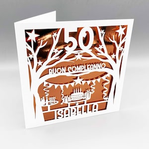 Carte d'anniversaire personnalisée italienne 50e, 50e Buon Compleanno, 50e carte d'anniversaire pour maman, 50e carte d'anniversaire pour les hommes, 50e cadeau d'anniversaire