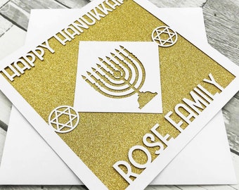 Carte Joyeux Hanoucca personnalisée Carte de voeux juive Carte étoile de David Carte Hanoucca Cadeau juif Hanoucca Menorah Cadeau Hanoucca