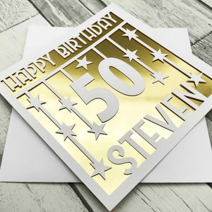 Carte personnalisée du 50e anniversaire pour les femmes Carte personnalisée du 50e anniversaire pour les hommes 50e carte de vœux Papercut 50e anniversaire Lasercut 50e cadeau