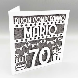 Personnalisé italien 70e anniversaire carte pour femme personnalisé 70e anniversaire carte pour hommes 70e carte de voeux Papercut 70e anniversaire Lasercut 70e