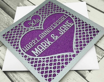 Personalised 30th Anniversary Card, Laser-Cut Glitter Inlay