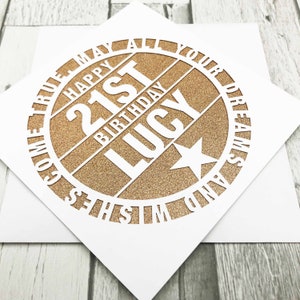 Tarjeta de cumpleaños número 21 personalizada Tarjeta de cumpleaños número 21 personalizada para él Su tarjeta de felicitación Tarjeta de cumpleaños número 21 hecha a mano Regalo de cumpleaños número 21 cortado con láser