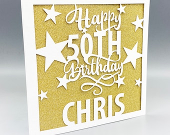Personalised 50th Birthday Card For Women Custom 50th Birthday Card For Men 50th Greeting Card Papercut 50th Birthday Lasercut 50th Gift
