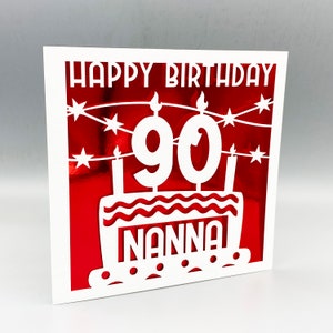 Carte personnalisée des 90 ans Carte des 90 ans personnalisée pour lui et sa carte de voeux Carte des 90 ans découpée dans du papier Carte des 90 ans découpée au laser Cadeau des 90 ans