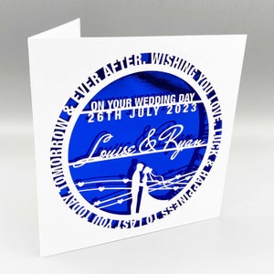 Tarjeta de boda personalizada Felicitaciones Día de la boda con corte de papel personalizado para recién casados Tarjeta de felicitación Tarjeta de aniversario de boda