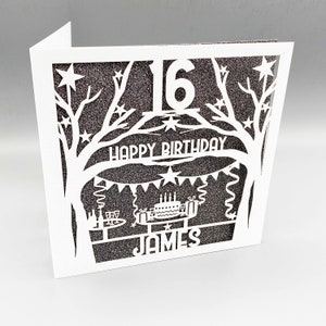 Personnalisé 16e anniversaire carte pour elle personnalisé 16e anniversaire carte pour lui 16e carte de voeux Papercut 16e anniversaire Lasercut 16e cadeau