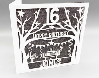 Personalised 16th Birthday Card For Her Custom 16th Birthday Card For Him 16th Greeting Card Papercut 16th Birthday Lasercut 16th Gift
