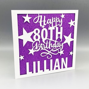 Carte personnalisée du 80e anniversaire Carte personnalisée du 80e anniversaire pour lui sa carte de vœux Papercut 80e anniversaire Carte Lasercut 80e anniversaire Cadeau