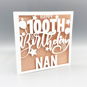 Gepersonaliseerde 100e verjaardagskaart Aangepaste 100e verjaardagskaart voor hem haar wenskaart Papercut 100e verjaardagskaart Lasercut 100e cadeau