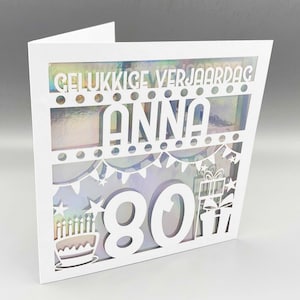 Biglietto personalizzato per l'ottantesimo compleanno olandese Biglietto personalizzato per l'ottantesimo compleanno per lui Biglietto d'auguri per l'ottantesimo compleanno Papercut Biglietto per l'ottantesimo compleanno tagliato al laser