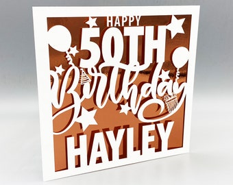 Personalised 50th Birthday Card For Women Custom 50th Birthday Card For Men 50th Greeting Card Papercut 50th Birthday Lasercut 50th Gift