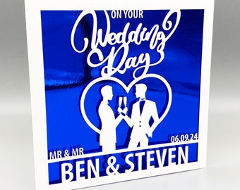 Personalised Gay Wedding Card, Glitter Inlay, Mr. & Mr.