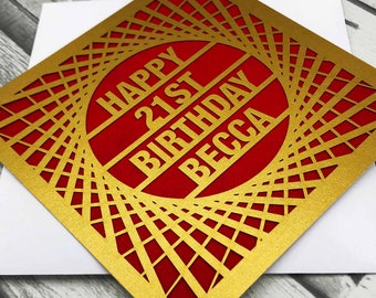 Personalised 21st Birthday Card Custom 21st Birthday Card For Him Her Greeting Card Handmade 21st Birthday Card Lasercut 21st Birthday Gift