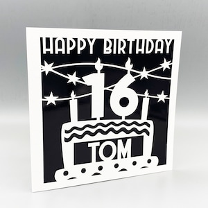 Carte personnalisée du 16e anniversaire pour sa carte personnalisée du 16e anniversaire pour lui 16e carte de vœux Papercut 16e anniversaire Lasercut 16e cadeau