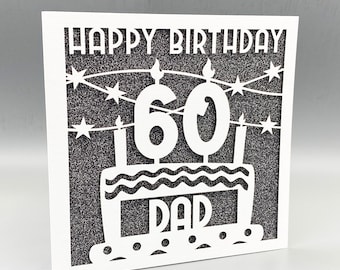 Biglietto personalizzato per il 60° compleanno per donna Biglietto personalizzato per il 60° compleanno per uomo Biglietto d'auguri per il 60° compleanno Papercut 60° compleanno Lasercut Regalo per il 60° compleanno