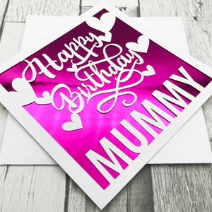 Carte d’anniversaire personnalisée, Carte de joyeux anniversaire, Carte d’anniversaire, Anniversaire de fille, Anniversaire de maman, Fait à la main, Lasercut, XOXO DESIGNS UK