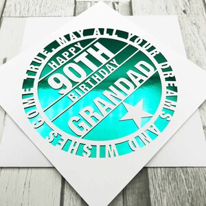 Gepersonaliseerde 90e verjaardagskaart Aangepaste 90e verjaardagskaart voor hem haar wenskaart Papercut 90e verjaardagskaart Lasercut 90e verjaardagscadeau