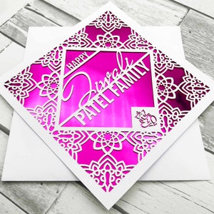 Gepersonaliseerde Diwali Card, Diwali Gift, Diwali Craft, Happy Diwali Card, Diwali Card voor vriend, Diwali Card voor familie