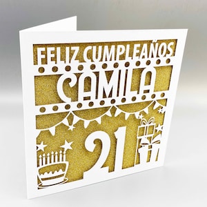 Personalisierte Spanische Geburtstagskarte 21.Geburtstagskarte 21.Geburtstagskarte Lasercut 21.Geburtstagskarte Geschenk 21