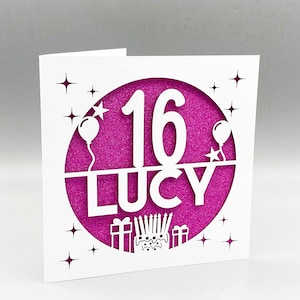Personnalisé 16e anniversaire carte pour elle personnalisé 16e anniversaire carte pour lui 16e carte de voeux Papercut 16e anniversaire Lasercut 16e cadeau