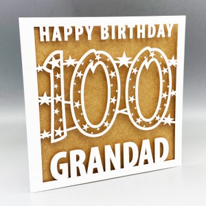 Gepersonaliseerde 100e verjaardagskaart Aangepaste 100e verjaardagskaart voor hem haar wenskaart Papercut 100e verjaardagskaart Lasercut 100e cadeau
