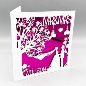 Personalised Wedding Card Congratulations Personalised Papercut Wedding Day For Newlyweds Greeting Card Wedding Anniversary Card