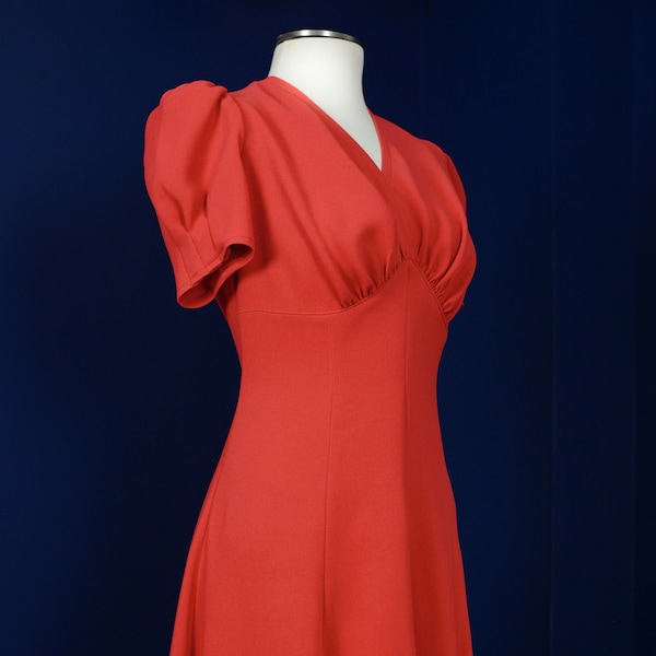 Fit-and-Flare-Kleid im Vintage-40er-Jahre-Stil in Rot oder Orange, Größen US 0 bis 30