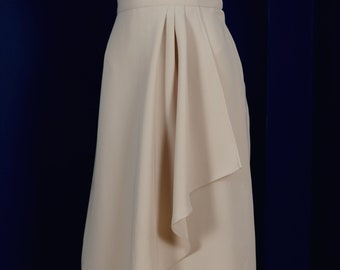 Jupe portefeuille de style vintage des années 40 en albâtre / blanc naturel, taille US 6