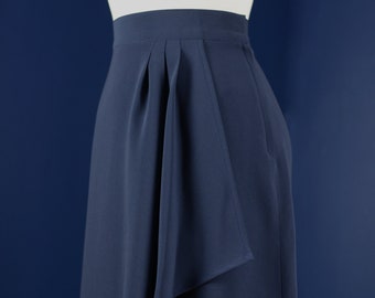 40s style wrap skirt in dark navy blue, made to order sizes US 0 to 30