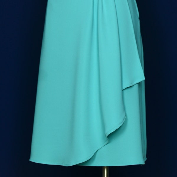 40s vintage style wrap skirt in aqua blue, size US 6
