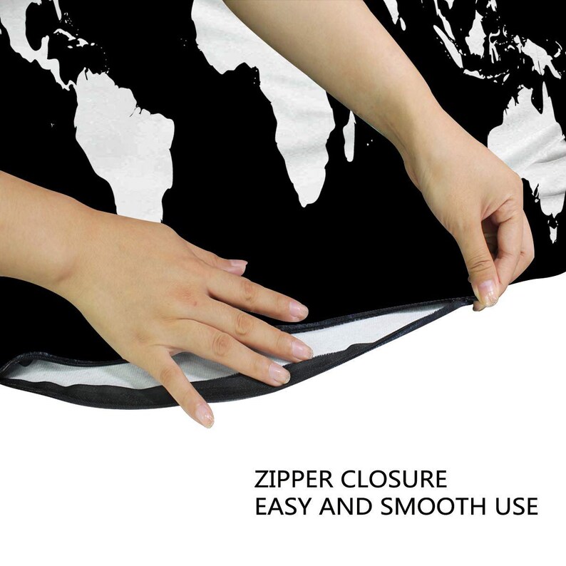 Black & White World Map Duvet Cover Bohemian Queen Comforter Blanket