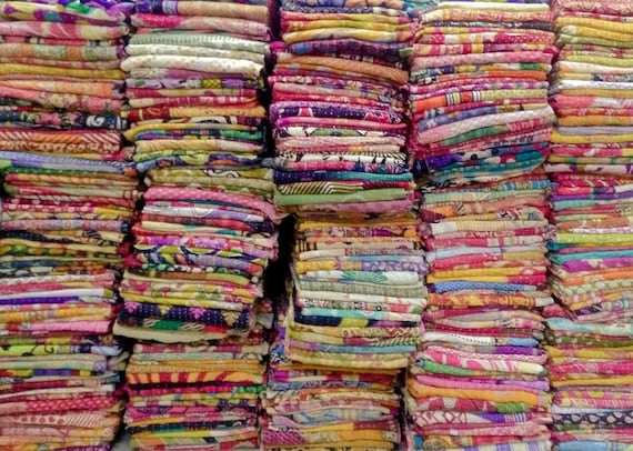 WHOLESALE LOT INDIAN KANTHA VINTAGE BLANKET THROW QUILT HIPPY BOHEMIAN BEDSPREAD