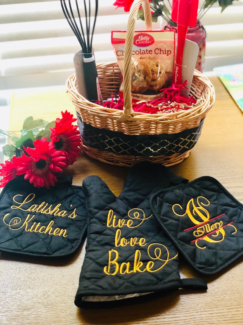 Decorative pot holders Oven mitt with name Personalized dish Etsy