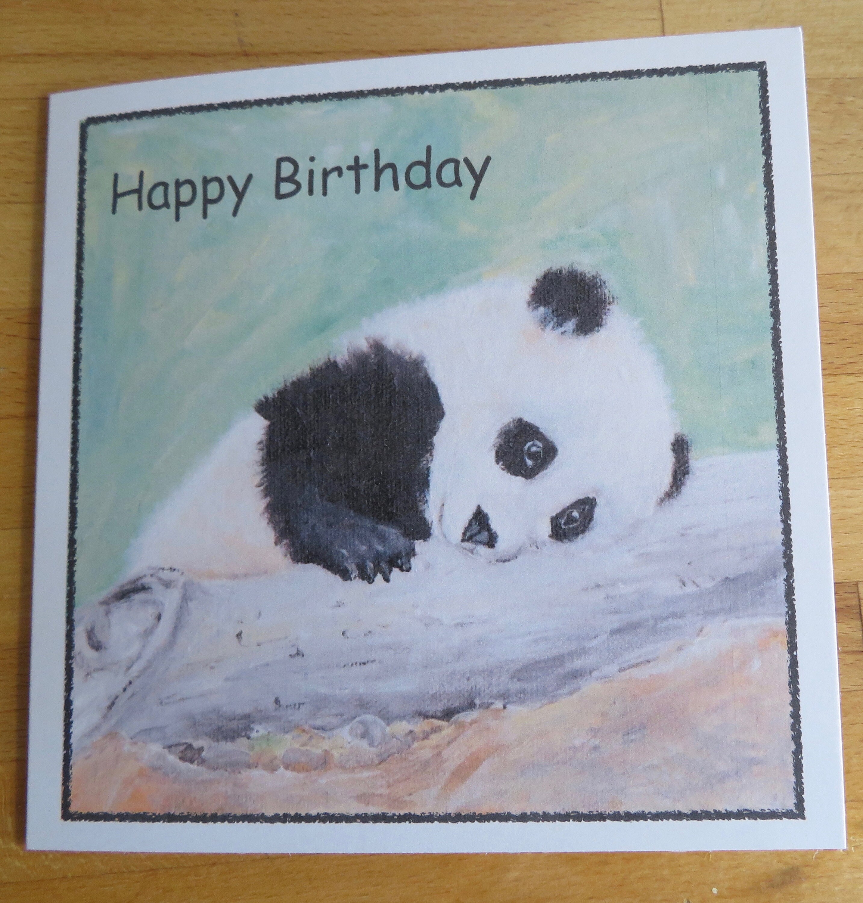 Baby Panda Bear Birthday Greeting Card 6x6 From Acrylic | Etsy