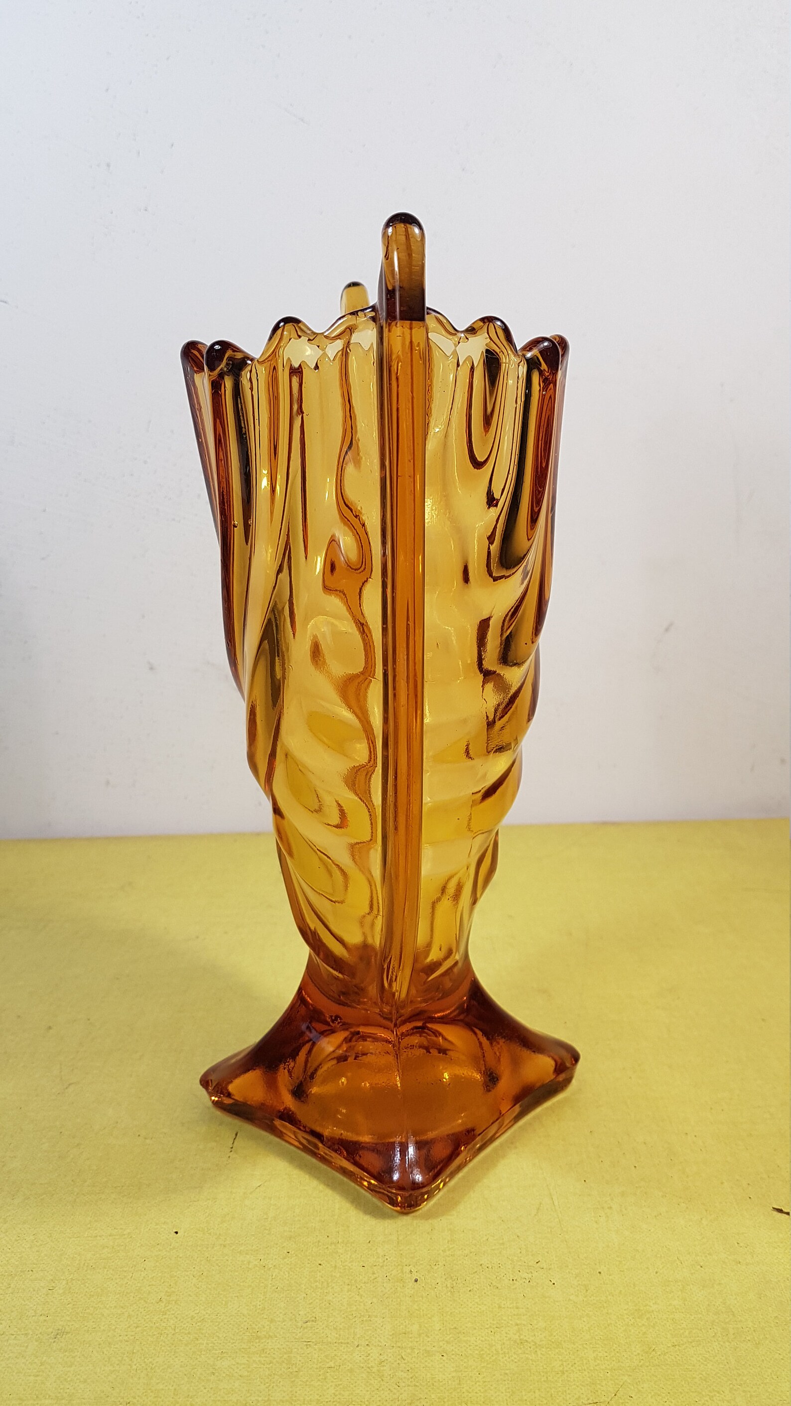 Vintage yellow glass vase Etsy