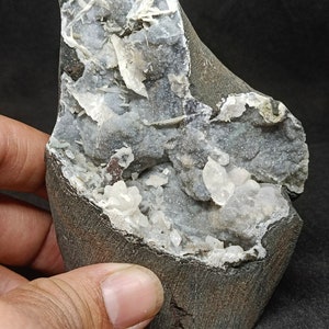 Chalcedony Geode with Calcite and Stilbite Cluster