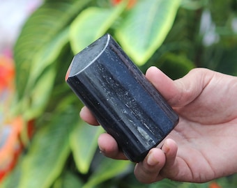Natural Black Tourmaline Crystal Tower: Healing Chakra Stone