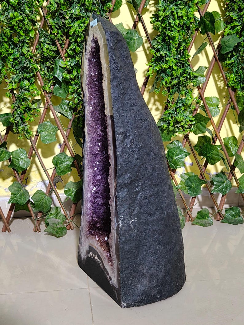 A+ MASSIVE Amethyst Cathedral Geode With Golden Rutile Quartz, Brazil ...