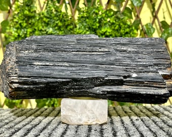 Large 300MM Black Tourmaline Chunk, Rod, Rough Black Tourmaline Crystal, Raw Black Tourmaline Cluster, Tourmaline Free Foam