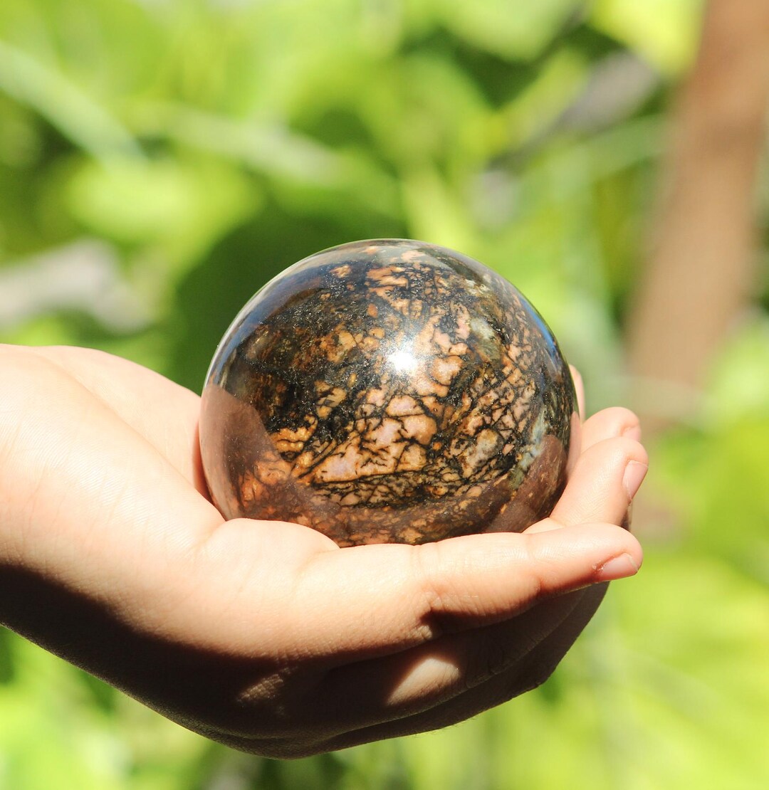 65MM Brown Rhodonite Sphere Stone Rhodonite Crystal Heart Chakra Stone ...