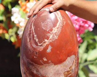 AAA+ XXXL Red Jasper Lingam: Hand-Carved Meditation Stone, Home Decor (415MM/31KG)