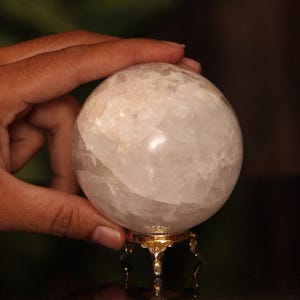 Huge 70MM Clear Petalite Crystal Sphere Rainbow Reflect Stone | Healing Charged Stone Metaphysical Stone l Sphere Ball