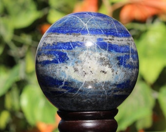 Large Lapis Lazuli Sphere: 100MM Blue Stone | Metaphysical Stone Power Sphere Ball